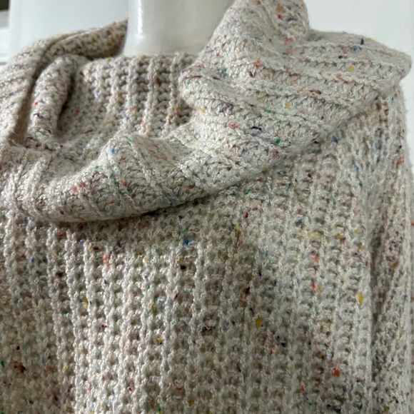 Moon & Madison Women’s Small Cream & Multicolor Speckled Cowl Neck Crop Sweater - Picture 6 of 12